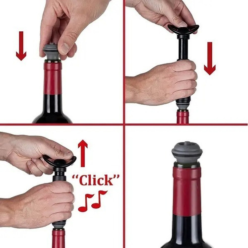 Imagen 2 de 4 de Bomba De Vacío Para Vinos Acero Inox. Más 2 Tapones Vacu Vin