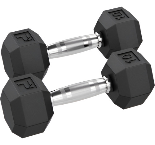 Par De Mancuernas Octogonales De 10 Lb Power Systems Color Negro