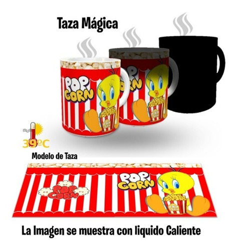 Taza Magica De Ceramica 320 Ml, Piolin Tweety Popcorn