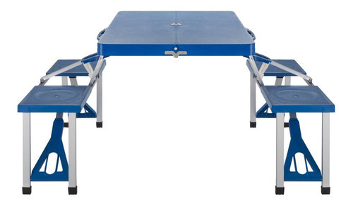 Mesa Plegable Tipo Maleta Con Bancos 134 Cm Color Azul