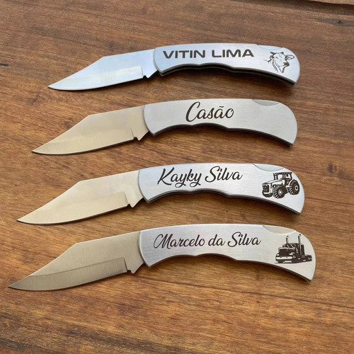 Canivete Personalizado Com Nome De Inox C/ Cor Prateado