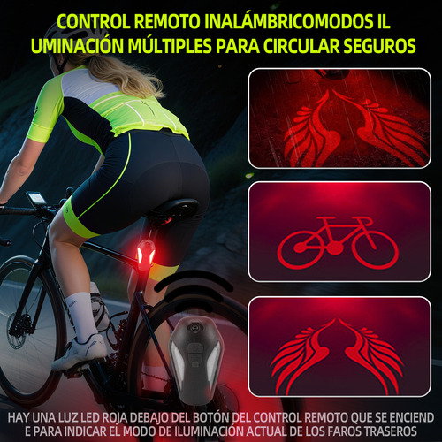 Luz Led Trasera Bicicleta Recargable Usb Proyección Laser Batería De Litio ,recargable Por Usb, Luz De Conducción Al Aire Libre, 4 Modos, Resistente Al Agua Ipx5,