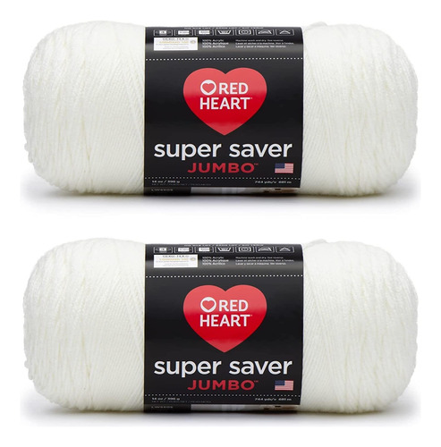 Ovillo Gigante Red Heart Super Saver, Paquete De 2, Blanco S