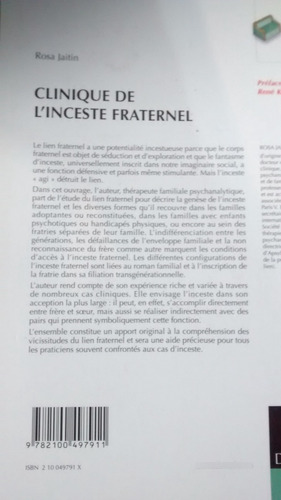 Imagen 3 de 6 de Clinique L´ Inceste Fraternel Rosa Jaitin Rene Kaes Frances