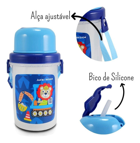 Imagem 2 de 6 de Garrafinha Squeeze Infantil 450ml Meninos Garrafa Agua Suco