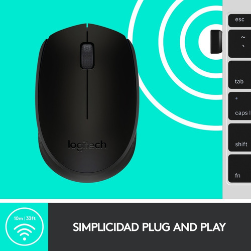 Mouse Inalámbrico Logitech M170, Cómodo Y Portátil - Negro