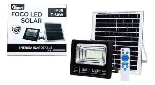 Foco Led Panel Solar 60w Independiente Con Control Remoto Color De La Luz Fría