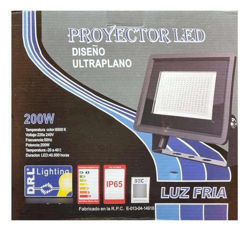 Foco Proyector De Area Led 200w Exterior Sec Luz Fria Drl