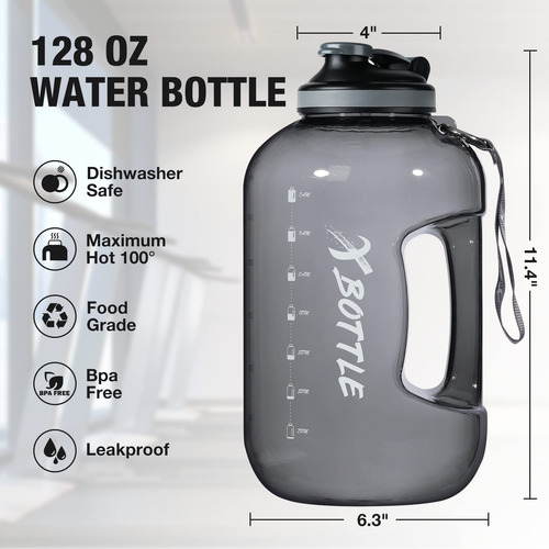 Botella De Agua De 1 Galon Con Tapa Chug Color Negro