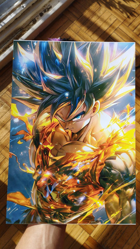 Cuadro Poster Metalico (20x29cm) Dragon Ball Goku Blanco