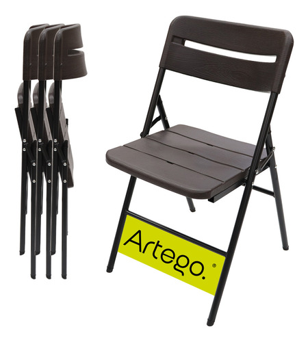 Silla Plegable Acabado Tipo Madera Plástico Hdpe Ligera Folding Chair Compacta Para Terraza Jardín Eventos Paquete De 4 Sillas