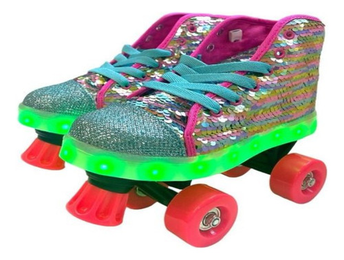 Patines Tipo Zapatillas 4 Ruedas Unicornio Con Luces T 34