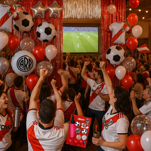 Combo Globos Feliz Dia Papa Fiesta Deco River Plate Futbol Rojo Combo Dia Del Padre