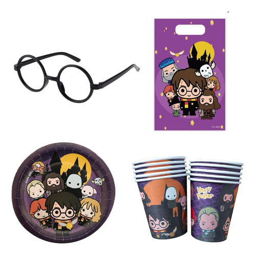 Cumpleaños Harry Potter Lentes, Bolsas Platos Y Vasos, 10c/u