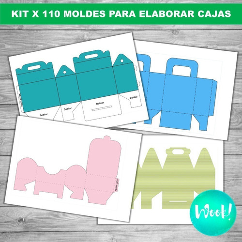 Kit X 110 Moldes De Cajas Editables + Papeles 