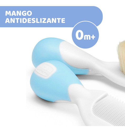 Set Cepillo Y Peine Bebé Cerdas Suaves Color Azul Chicco Azul Estrellado