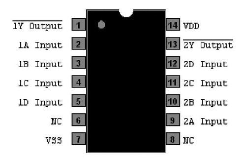 Integrado Cd4012 2 Compuertas Nand De 4 Entradas