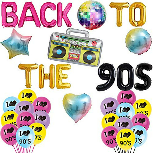 Back To The 90's Balloons Retro Radio 90s Party Banner Throw