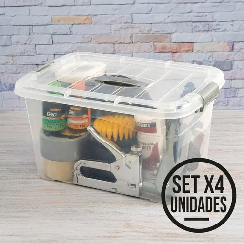 4 Cajas Organizadoras Plásticas Transparentes Grandes Tapa 1