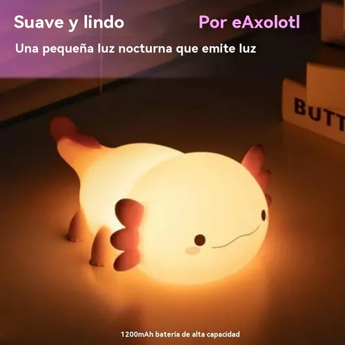 Jairtienda Linda Luz Nocturna Axolotl Para Recámara De Niños Recargable