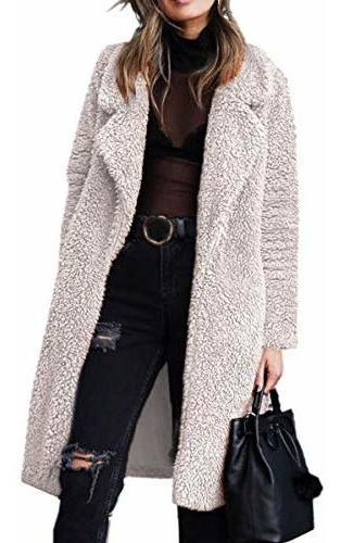 Angashion Mujer Fuzzy Polar Lapel Frente Abierto Xmn75