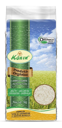 Arroz Agulhinha Polido Korin Orgânico Pacote A Vácuo 1kg