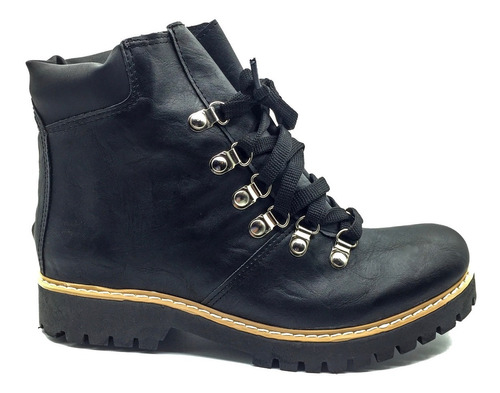 Botas Botinetas Borcego Mujer Plataforma Baja Negro Invierno