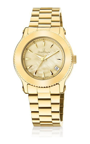 Relógio Pulso Jean Vernier Feminino Aço Dourado Jv01023