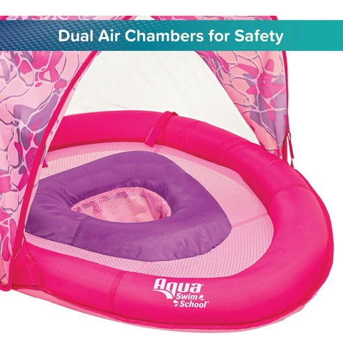 Flotador Para Bebe Con Toldo Rosa 6-24 Meses Fps 50+ Rosa
