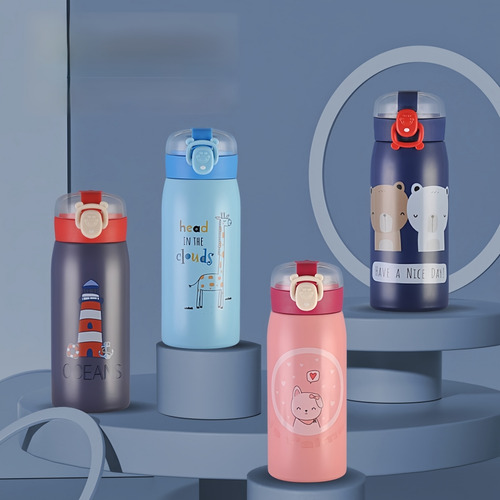 Termo Infantil Acero Inoxidable 350ml Con Popote Seguro
