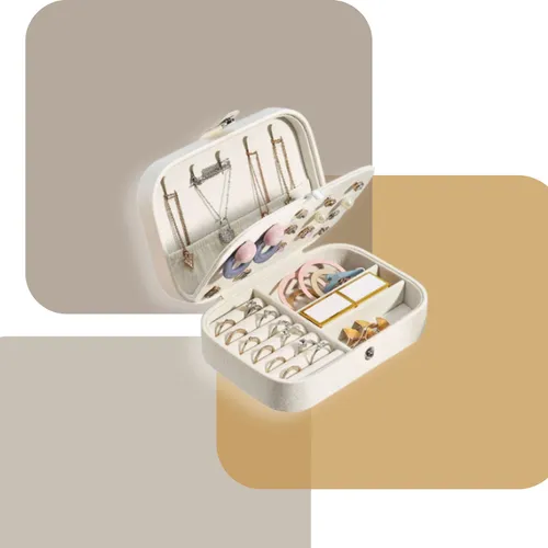 Alhajero Joyero Organizador Estuche Portatil De Joyas Color Blanco