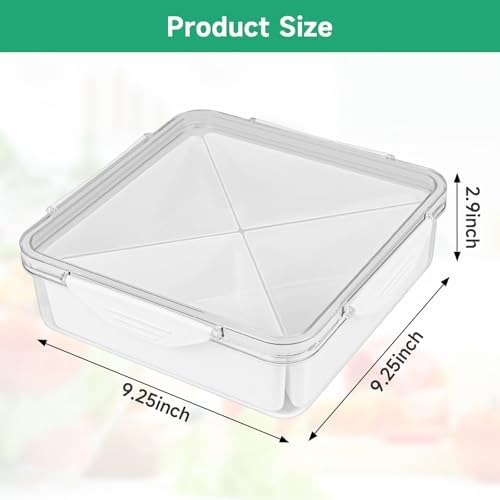Square Divided Serving Tray With Lid - White Veggie Tray Wit