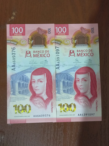 2 Billetes De Sor Juana Aa Mxn $6000.00 Cada Uno. 