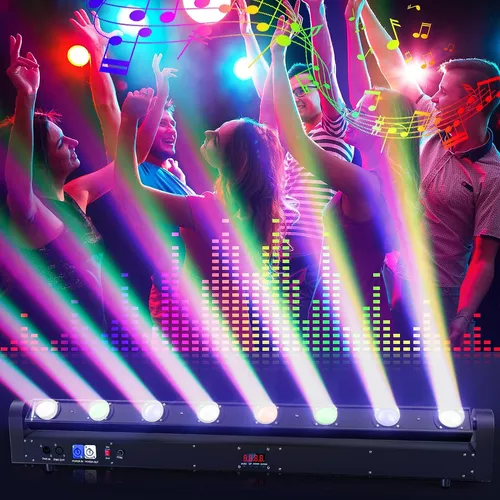 HOLDLAMP Luces de DJ con cabezal móvil, 120 W, luz de haz de ojo de abeja,  13 colores, foco LED por DMX y control activado por sonido para boda