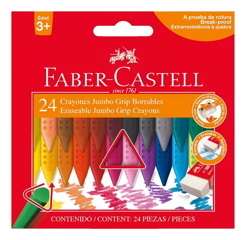 Crayones Jumbo Borrables C/24 Faber Castell