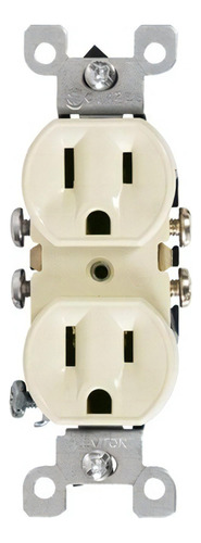 Toma Leviton 15a C/polo A Tierra Blanca/marfil X10 Con Tapa Color Beige