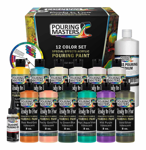 Kit Pintura Vertido 12 Color Efecto Especial 8 Onza Acrilico