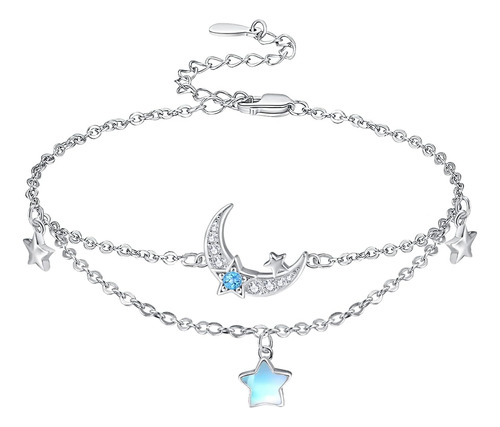 Pulsera Dreamboat Moon Star, Plata De Ley 925 Con Forma De M