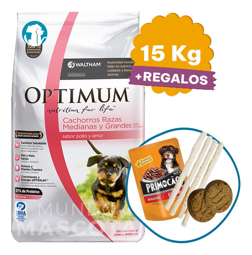 Alimento Perro Cachorro Optimum Raza Mediana Y Grande 18 Kg