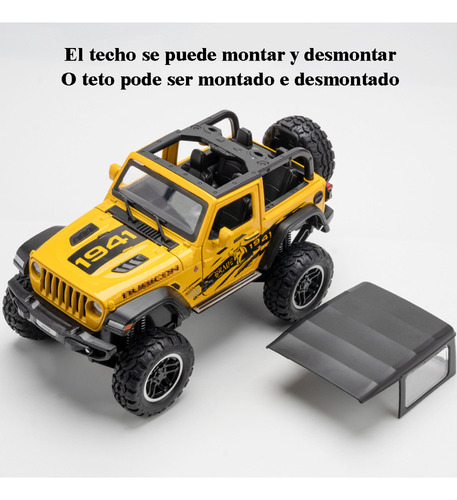 Jeep Wrangler Rubicon Miniatura Metal Coche Con Luz Y Sonido