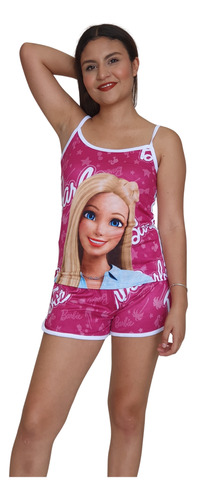 Pijama De Mujer  Barbie Short Y Blusa