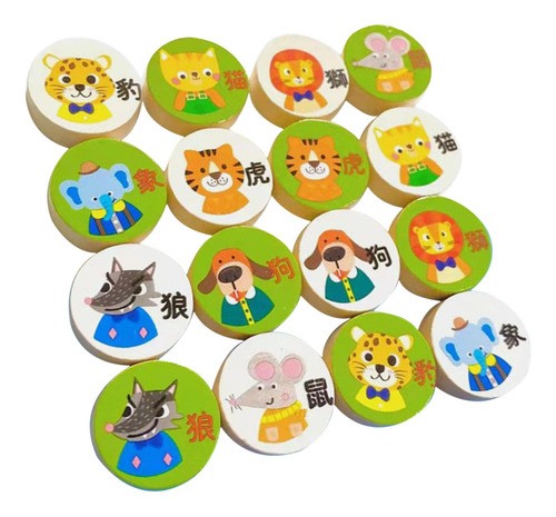 2 X 16 Piezas De Ajedrez De Animales Para Juegos Familiares