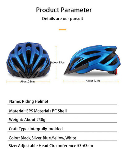 Casco De Bicicleta Mtb Unisex Con Luz Trasera Led