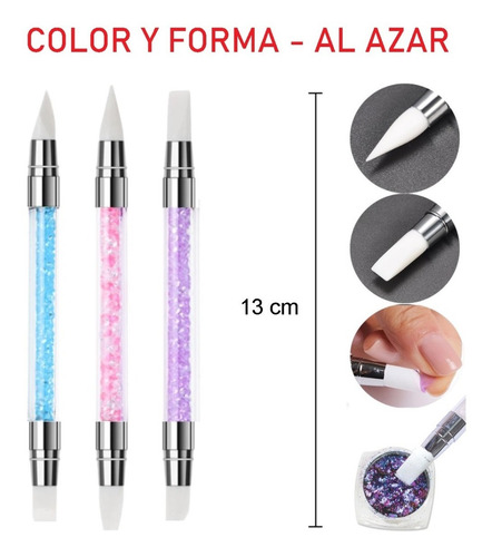 Kit Uñas Efecto Espejo + Piedras + Katana + Pincel Silicon