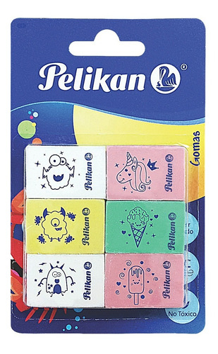 6 Borradores Gomas Pelikid Colores Migajon Pelikan Niños