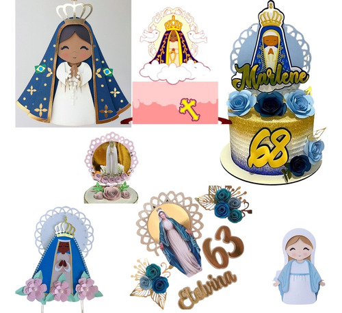 Arquivo Corte Topo De Bolo - Nossa Senhora 15 Temas Combo2