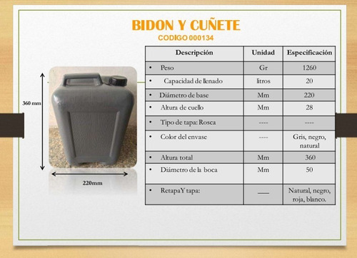 Bidon, Kanister De Plastico 20 Litros | Envases Y Botellas 