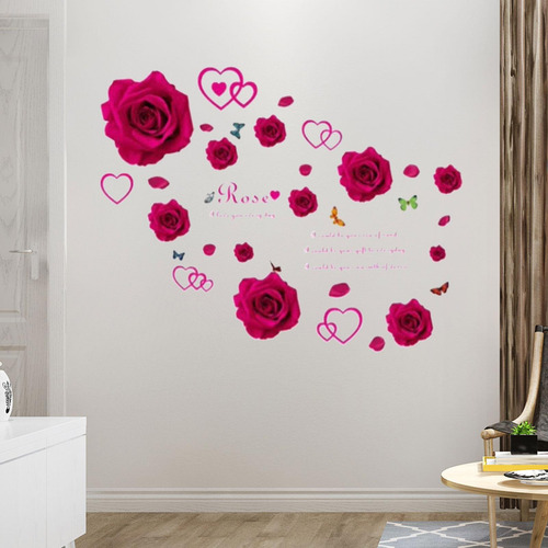 Hermosa Calcomanía De Pared, Calcomanías De Rosas Rojas