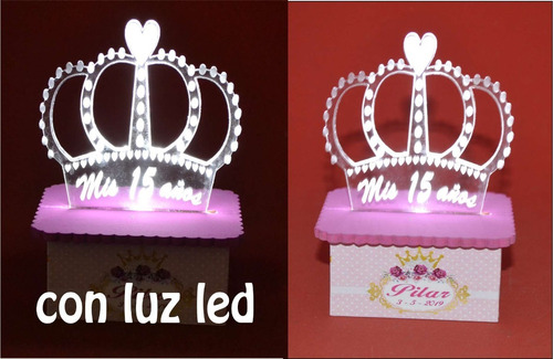 Souvenirs Acrilico Cumple 15 Años Boda Con Luz Led  Rosa