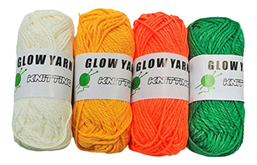 4x Brilho No Escuro Fio Luminoso Fio De Tricô À Mão Fio